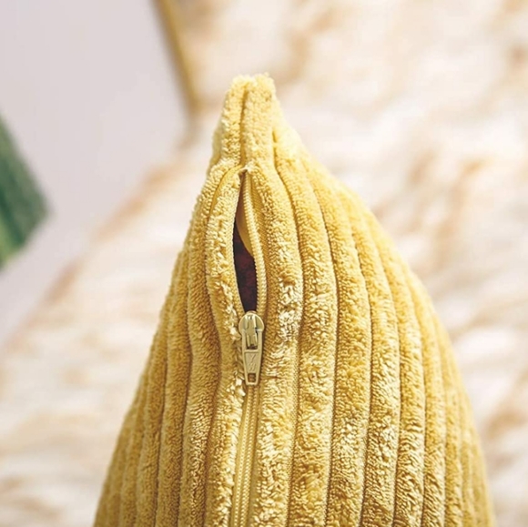 āNEWā - Yellow Corduroy Lumbar Pillow - 12X20 - Picture 2 of 2